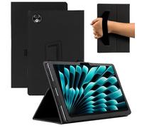 KZIOACSH Case for DOOGEE T40 Pro 12 Inch, Premium Leather Reinforced Corners Folding Stand Anti-Drop Shockproof Rugged Protective Cover with Pencil Holder and Wrist Strap,Black