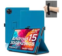 KZIOACSH Case for DOOGEE U11/DOOGEE U11 Pro 11 Inch, Full Coverage PU Leather Folding Stand Folio Cover Auto Sleep/Wake Anti-Scratch Back Case with Pencil Holder and Wrist Strap,Peacock Blue