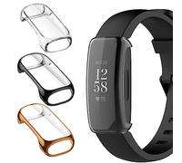 KZIOACSH Case for Fitbit inspire 3/Fitbit inspire 2 with Screen Protector, 3 Pack Soft TPU Bumper Protective Case All-Around Shockproof Thin Protective Case Cover Shell,Black+Clear+Rose Gold