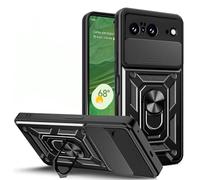 KZIOACSH Case for Google Pixel 8, Minitary Grade Case[360 Rotaring Kickstand][Slide Camera Cover] Soft TPU+ Hard PC Anti-Scratch Shockproof Tough Shell Rugged Bumper Phone Protective Cover, Black