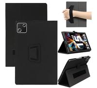 KZIOACSH Case for Hasskya K50/Whitedeer G13/MUISOO MUIC1002 10 Inch, Full Coverage Soft PU Leather Folding Stand Folio Anti-Drop Shockproof Rugged Cover with Pencil Holder and Wrist Strap, Black