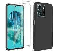 KZIOACSH Case for HMD Skyline, Flexible Ultra Slim Drop Protection Anti-Scratch Rugged Phone Cover Silky-Soft Touch Matte TPU Shockproof Bumper Cover with 2 Tempered Glass Screen Protector Black