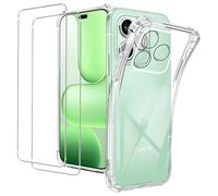 KZIOACSH Case for HONOR 600 Lite with 2 Tempered Glass Screen Protector, Corner Protection Ultra Transparent Anti-Scratch Shock Absorption Soft TPU Rugged Bumper Cover for HONOR 600 Lite