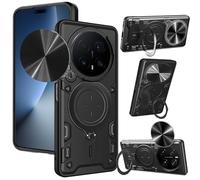 KZIOACSH Case for Honor Magic 8 Pro/Honor Magic8 Pro 5G, Military Grade Hard PC+TPU Camera Protection Heavy Duty Anti-Scratch Back Phone Cover with Enhanced Metal Car Mount Holder,Black