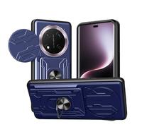 KZIOACSH Case for Honor Magic7 lite/Magic 7 lite 5G, Military Grade Drop Protection Phone Case 360°Rotate Magnetic Ring Stand Slide Camera Lens Removable Card Holder Anti-Scratch Bumper Cover, Blue