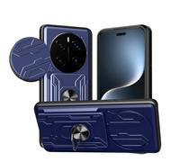 KZIOACSH Case for Honor Magic7 Pro/Magic 7 Pro 5G, Military Grade Drop Protection Phone Case 360°Rotate Magnetic Ring Stand Slide Camera Lens Removable Card Holder Anti-Scratch Bumper Cover, Blue