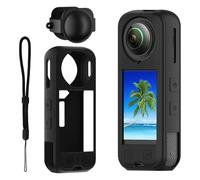 KZIOACSH Case for Insta360 X5 with Lens Cap & Lanyard, Full Protection Lightweight Shock-Absorption Soft Silicone Anti-Fingerprint Anti-Scratch Action Camera Bumper Cover Case Sleeves,Black