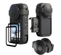 KZIOACSH Case for Insta360 X6 with 2 EPU Screen Protector | All-Inclusive Protection Soft Silicone Bumper Cover Ultra Silm Shock-Absorption Bike GPS Navi GPS System Accessories,Black