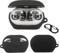 KZIOACSH Case for JBL Soundgear Clips with Carabiner, Ultra Slim Anti-Scratch Washable Protective PU Leather Anti-Lost Sumdge-Proof Earphone Bumper Cover for JBL Soundgear Clips, Black