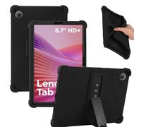 KZIOACSH Case for Lenovo Tab One/Lenovo Tab K9, Lightweight Shockproof Soft Silicone Reinforced Corners Anti-Drop Anti-Scratch Rugged Tablet Cover with Adjustable Kickstand,Black