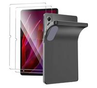 KZIOACSH Case for Lenovo Yoga Tab 11.1 Inch, Flexible Ultra Slim Matte Silky-Soft Touch Anti-Scratch Anti-Fingerprint Soft TPU Back Cover with 2 Tempered Glass for Lenovo Yoga Tab, Black