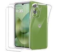 KZIOACSH Case for Motorola Moto G06 4G/Moto G06 Power with 2 Tempered Glass Screen Protector, Full-Body Protection Flexible Transparent Anti-Scratch Soft TPU Shock Absorption Bumper Cover