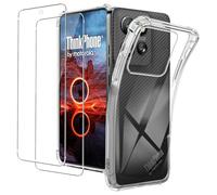 KZIOACSH Case for Motorola ThinkPhone with 2 Tempered Glass Screen Protector, Corner Protection Ultra Transparent Anti-Scratch Shock Absorption Soft TPU Rugged Bumper Cover for Motorola ThinkPhone