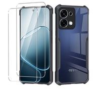 KZIOACSH Case for OPPO A6 PRO 4G/5G with 2 Tempered Glass Screen Protector, Lightweight Ultra Clear Non-Yellowing Shockproof Anti-Scratch TPU Bumper+Hard Acrylic Protective Cover Shell