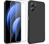 KZIOACSH Case for oscal tiger 13, Flexible Ultra Slim Drop Protection Anti-Scratch Rugged Phone Cover Silky-Soft Touch Matte TPU Shockproof Bumper Cover with 2 Tempered Glass Screen Protector Black