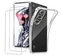 KZIOACSH Case for REDMAGIC 10 Air with 2 Tempered Glass Screen Protector, Corner Protection Ultra Transparent Anti-Scratch Shock Absorption Soft TPU Rugged Bumper Cover for REDMAGIC 10 Air