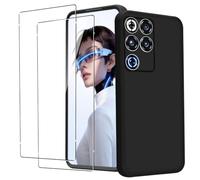 KZIOACSH Case for RedMagic 11S Pro/RedMagic 11S Pro Plus with 2 Tempered Glass, Flexible Ultra Slim Silky-Soft Touch Matte TPU Anti-Scratch Shockproof Drop Protection Rugged Phone Cover Black