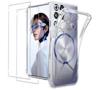 KZIOACSH Case for RedMagic 11S Pro/RedMagic 11S Pro + with 2 Tempered Glass Screen Protector, Corner Protection Ultra Transparent Anti-Scratch Shock Absorption Soft TPU Rugged Bumper Cover