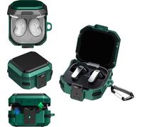 KZIOACSH Case for Samsung Galaxy Buds 4/Galaxy Buds 4 Pro with Keychain Hook & Secure Lock, Full-Coverage Shockproof Soft TPU + Hard PC Reinforced Protection Anti-Lost Carrying Bumper Cover, Green