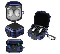 KZIOACSH Case for Samsung Galaxy Buds 4/Galaxy Buds 4 Pro with Keychain Hook & Secure Lock, Full-Coverage Shockproof Soft TPU + Hard PC Reinforced Protection Anti-Lost Carrying Bumper Cover,Blue