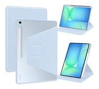 KZIOACSH Case for Samsung Galaxy Tab S10 FE Plus/S10 FE + 13.1 Inch, 360° Rotation Kickstand Shockproof Rugged Soft PU leather+ Hard PC Ultra Slim Anti-Drop Tablet Case Backing with Pen Slot,Blue