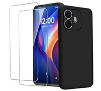 KZIOACSH Case for TCL K70/TCL K70 Power with 2 Tempered Glass, Flexible Ultra Slim Silky-Soft Touch Matte TPU Anti-Scratch Shockproof Drop Protection Rugged Phone Cover Black