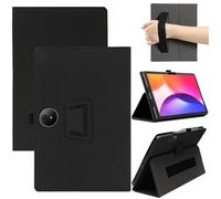 KZIOACSH Case for TCL TAB A1 Plus with Pencil Holder and Wrist Strap, Full Coverage Soft PU Leather Folding Stand Folio Anti-Drop Shockproof Protective Cover, Black