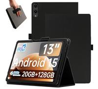 KZIOACSH Case for TECLAST T65/TECLAST 2025 Newest Tablet 13.4 Inch, Premium Leather Reinforced Corners Folding Stand Anti-Drop Shockproof Protective Cover with Pencil Holder and Wrist Strap, Black
