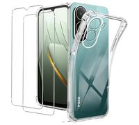 KZIOACSH Case for Xiaomi Poco C81/Xiaomi Poco C81 Pro with 2 Tempered Glass Screen Protector, Corner Protection Ultra Transparent Anti-Scratch Shock Absorption Soft TPU Rugged Bumper Cover