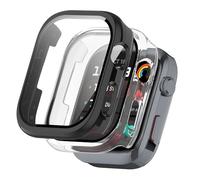 KZIOACSH Case with Tempered Glass for Huawei Watch D2, 2 Pack All Around Hard PC Cover Shell Ultra-Thin Anti-Scratch Shockproof Overall Screen Protector Protective Cove,Black+Clear