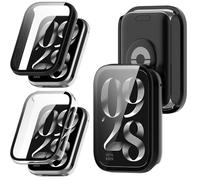 KZIOACSH Case with Tempered Glass for Xiaomi Smart Band 8 Pro, 2 Pack Full Coverage Waterproof Hard PC Bumper Cover All Around Anti-Scratch Shockproof Screen Protector Protective Case, Black+Clear