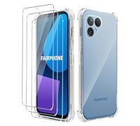 KZIOACSH Clear Case for Fairphone 5, Flexible Ultra Slim Soft TPU Protective Case Shockproof Transparent Rugged Cover Shell Reinforced Corners Bumper Cover with 3 Tempered Glass Screen Protector
