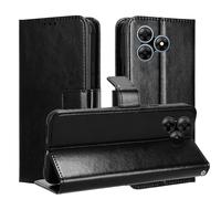 KZIOACSH Leather Case for Blackview Wave 8C/WAVE 8/OSCAL FLAT 2C/Flat 2, Full Protection Magnetic Closure Book Flip Folio Ultra Slim Inner TPU Bumper Cover with Money Card Holder & Kickstand,Black