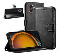 KZIOACSH Leather Case for Samsung Galaxy Xcover7 Pro, Full Protection Magnetic Closure Book Flip Folio Wallet Case Ultra Slim Inner TPU Protective Bumper Cover with Money Card Holder & Kickstand,Black