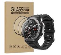 KZIOACSH Screen Protector for Amazfit T-Rex 3, 3 Pack Full Coverage 3D Curved Edge Anti-Scratch Protective Film [Not Glass] High Definition Transparent Anti-Fingerprint Shatterproof PET Cover Film
