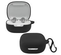 KZIOACSH Silicone Case Cover Compatible with JBL Live Pro 2 TWS True Wireless Earbuds, [Support Wireless Charging] Ultra Slim Anti-Scratch Anti-Lost Lightweight Earbuds Case with Carabiner, Black