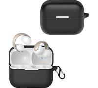 KZIOACSH Silicone Case for Anker Soundcore AeroClip, Ultra Slim Anti-Scratch Anti-Lost Earbuds Case Lightweight Washable Sumdge-Proof Earphone Skin Cover with Carabiner, Black