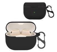 KZIOACSH Silicone Case for Jabra Elite 10/Elite 8 Active, Ultra-thin Shock-Absorbing Wireless Earbuds Protective Case Lightweight Waterproof Anti-Lost Earphones Skin Cover with Keychain Hook, Black