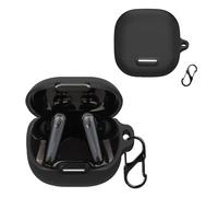 KZIOACSH Silicone Case for Soundcore Liberty 4 NC, Ultra Slim Anti-Scratch Anti-Lost Protective Earbuds Case Lightweight Washable Sumdge-Proof Earphone Skin Cover with Carabiner, Black