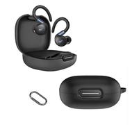 KZIOACSH Silicone Case for soundcore Sport X20, Ultra Slim Anti-Scratch Anti-Lost Protective Earbuds Case Lightweight Washable Sumdge-Proof Earphone Skin Cover with Carabiner, Black