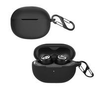 KZIOACSH Silicone Case for SoundPEATS Free2 Classic, Ultra Slim Anti-Scratch Anti-Lost Protective Earbuds Case Lightweight Washable Sumdge-Proof Earphone Skin Cover with Carabiner, Black
