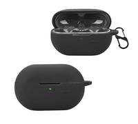 KZIOACSH Silicone Case for SoundPEATS PearlClip Pro, Ultra Slim Anti-Scratch Anti-Lost Protective Earbuds Case Lightweight Washable Sumdge-Proof Earphone Skin Cover with Carabiner, Black