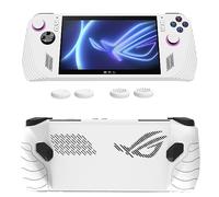 KZIOACSH Silicone Protective Case for ASUS ROG Ally Gaming Console, Full Protection Shockproof Rugged Bumper Screen Protective Case Soft Anti-Scratch Portable Non-Slip Shell with 4 Thumb Grips,White