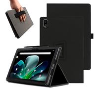 KZIOACSH Tablet Case for Acer Iconia Tab M10 10.1 inch, Full Coverage Ultra Slim Premium PU Leather Folio Folding Stand Cover Auto Sleep/Wake Anti-Scratch Case with Pencil Holder and Wrist Strap,Black