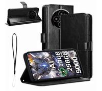 KZIOACSH Wallet Case for Blackview Fort 2, Full Protection Magnetic Closure Ultra Slim Book Flip Folio PU Leather Inner TPU Bumper Cover with Money Card Holder & Kickstand,Black