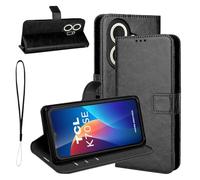 KZIOACSH Wallet Case for TCL K70 SE, Full Protection Magnetic Closure Ultra Slim Book Flip Folio PU Leather Inner TPU Bumper Cover with Money Card Holder & Kickstand,Black