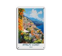 KZIWQ Amalfi Coast Travel Poster Tin Sign Vintage Metal Plaque for Pub Club Cafe Bar Home Wall Art Decoration Retro Poster 30x40cm