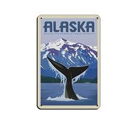 KZIWQ Funny Metal Tin Signs Alaska Whale Watching Vintage Signs Home Kitchen Rustic Travel Metal Signs Wall Art Decor 15x30cm