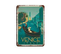 KZIWQ Funny Metal Tin Signs Italy Venice Vintage Signs Home Kitchen Rustic Travel Metal Signs Wall Art Decor 15x30cm