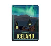 KZIWQ Iceland Aurora Borealis Vintage Travel Poster Tin Sign Vintage Metal Pub Club Cafe Bar Home Wall Art Decoration Poster Retro 20x30cm